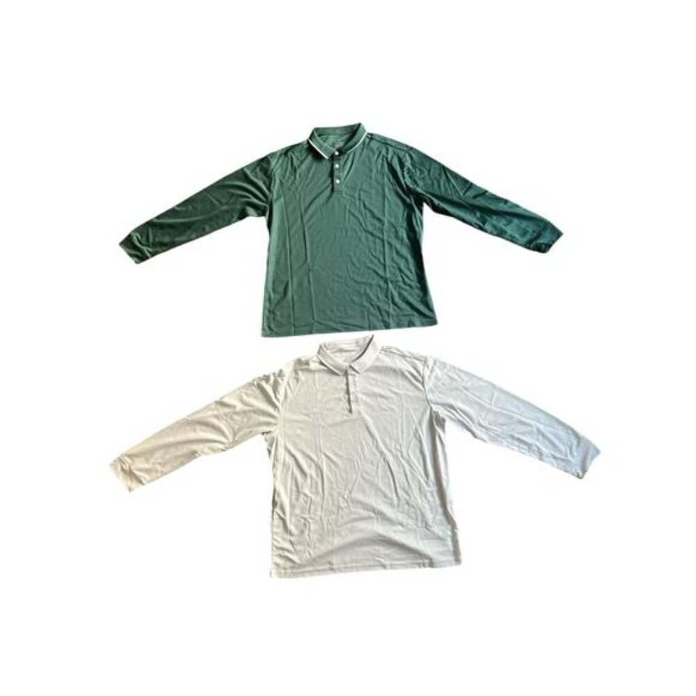 Men's 2-Pack Long Sleeve Polo Shirt UPF Golf Hiking Work Performance Shirt XL